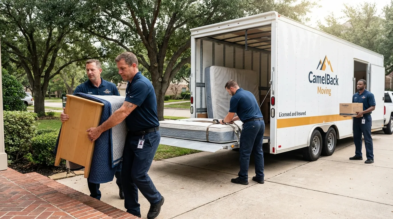 Crew loading residential truck for cross-state move from Waconia, MN