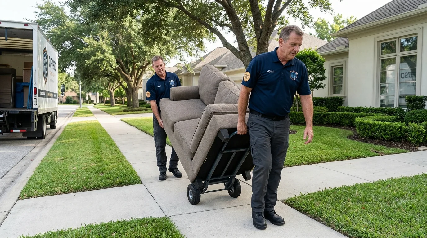 Local residential moving crew loading furniture in Waconia, MN